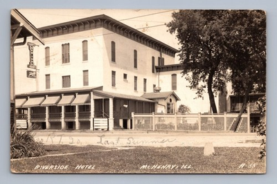 #ad #ad Riverside Hotel MCHENRY Illinois RPPC Vintage Real Photo Schlitz Sign 1938 $29.99