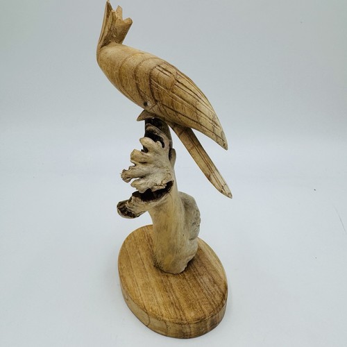 Jempinis Wood Bird Cockatoo Parrot Sculpture Hand Carved On Stand Art Figurine - Bild 6 von 12