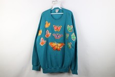 Vintage 90s Streetwear Womens XL Glitter Patch Butterfly Crewneck Sweatshirt USA