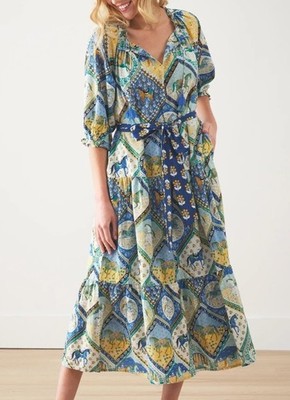 Printfresh The Devon Dress in High Horse Size Large OrganicCotton Has Small Hole
