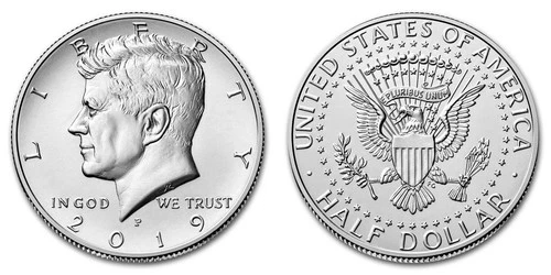 2019-P KENNEDY HALF DOLLAR UNCIRCULATED FROM ROLL