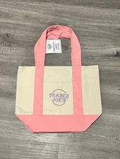 NEW Trader Joe's Mini Canvas Tote Bag NWT Limited Edition- Pastel - Pink