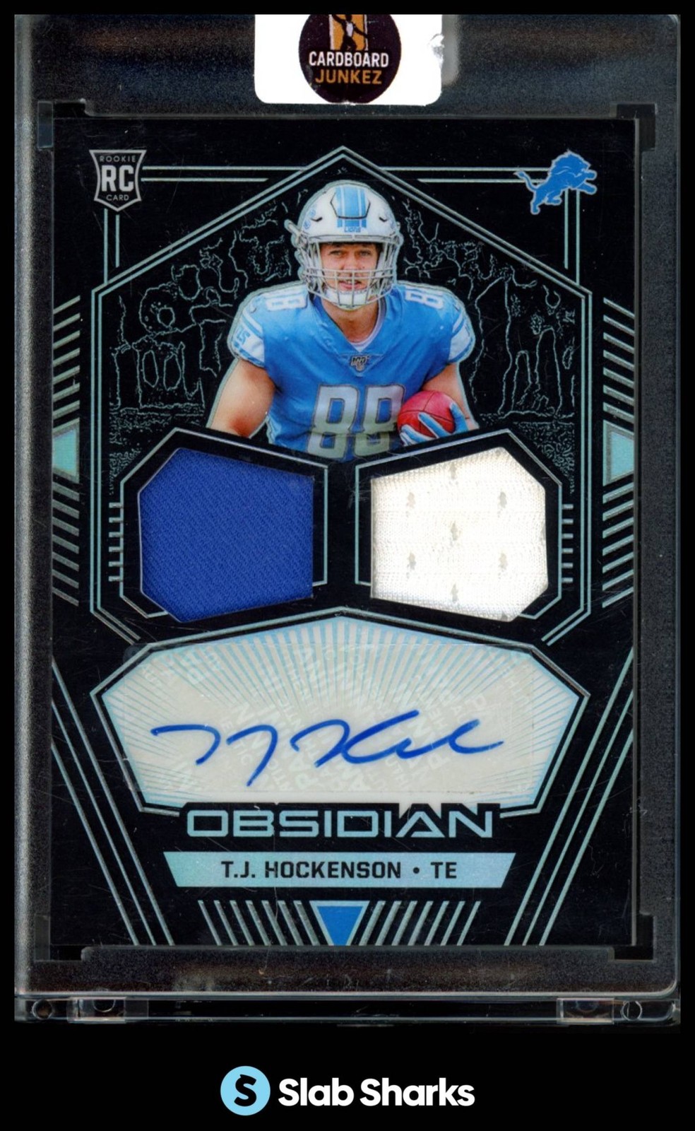 TJ Hockenson Panini Obsidian Rookie Jersey Ink #TJH Base