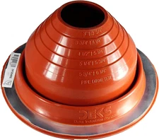 4 (DF204RE) round RED High Temp Silicone Flexible Pipe Flashing (Roof Jack, Pipe