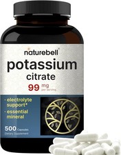 Potassium Citrate Supplement 99mg, 500 Capsules  500 Count Pack of 1 