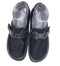 Alegria Shoes Womens 37 Brenna Hello Doily Black Leather Slip On Loafers 7 7.5