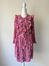 GAP Pink Floral Ruffle Long Sleeve Button Front Mini Dress Cottagecore Sz Small