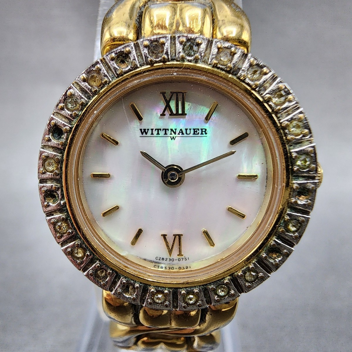 Wittnauer Watch Women 20mm MOP Dial Gold Tone Crystal Bezel  display picture 2