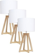 Simple Designs LT1069-NWH Interlocked Triangular Natural Wood Table Lamp with