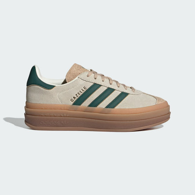 Adidas Originals Women's Cream White Green beige Gazelle Bold Shoes ID7956
