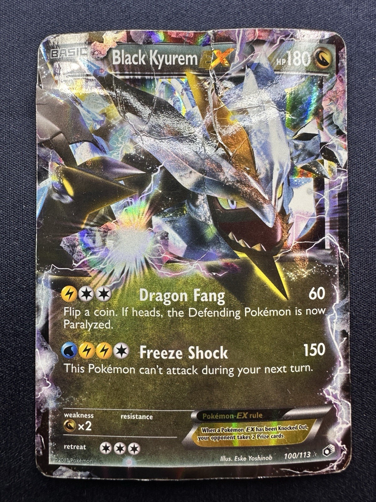 Pokémon TCG Black Kyurem EX 2013 Legendary Treasures Holo 100/113 HEAVY DMG B