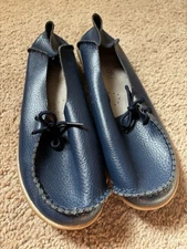 Socofy Women's Leather Moccasin Slip-On Loafers, Size 9.5 (41)