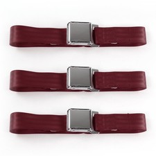 Early Cars 1928 - 1932 Airplane 2pt Burgandy Lap Bench Seat Belt Kit - 3 Belts 