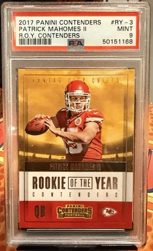 2017 Panini Contenders - Patrick Mahomes II R.O.Y Contenders PSA 9 MINT RC Chief