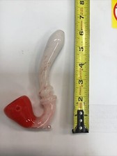 6"-7" Glass Wizards Pipe CARB HOLE - White  Red - Magically Delicious DD4