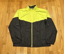 Starter Jacket Mens Large Black YellowLime Full Zip Windbreaker Coach Mesh Lined