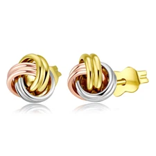 Wellingsale 14k Tri Color Gold Knot Earrings