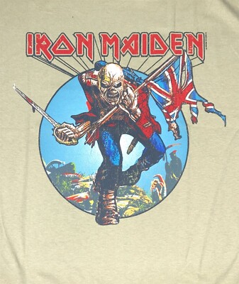Iron Maiden 'Trooper Vintage Circle' T-Shirt - Grey, 100% Cotton, Official Band Merch