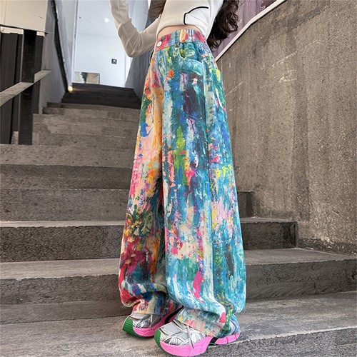 Jeans ragazza gamba larga personalizzati gamba larga dritti larghi pantaloni casual larghi nuovi - Foto 18 di 20
