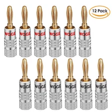 WGGE WG-009 Banana Plugs Audio Jack , 24k Gold Dual Screw Lock Speaker (6 Pairs)
