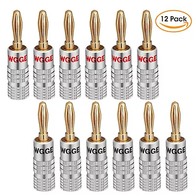 WGGE WG-009 Banana Plugs Audio Jack , 24k Gold Dual Screw Lock Speaker (6 Pairs)