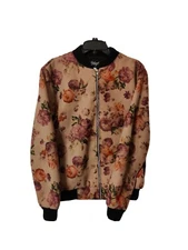 Reclaimed Vintage Bomber Jacket Large L Very Cute Rose Pattern Jacket Womens