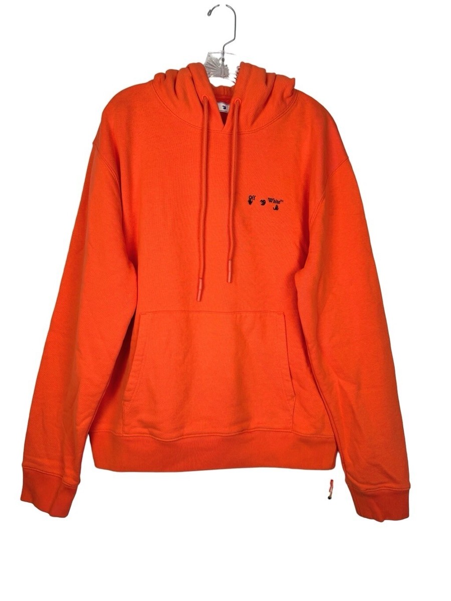 Off-White Virgil Abloh 2013 Orange Hoodie XL Black Logo Hand Signs