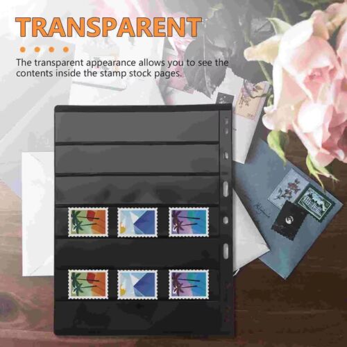10X Double Sided Stamp Album Stock Pages Sheets with 9 Binder Holes 7 Strips UK - Picture 4 of 12