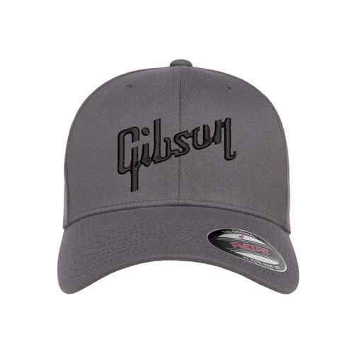 Gibson Logo Embroidered Flexfit Hat Flat and Curved Black, Navy, Olive, Grey - Picture 9 of 13