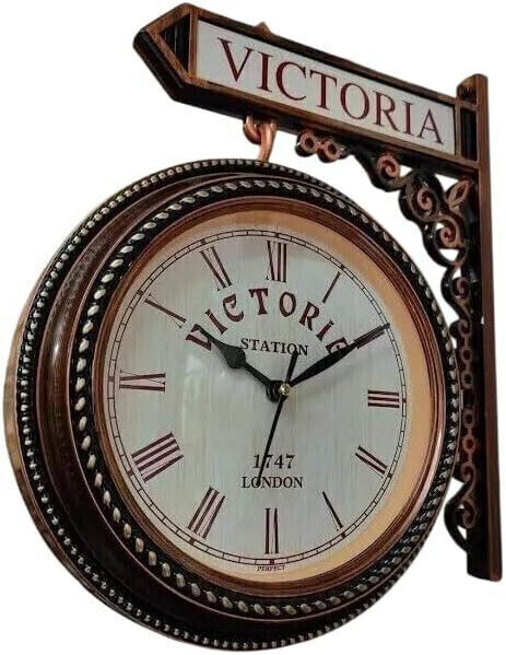 インテリア時計 Victoria Brass Vintage Railway Victoria Vintage Double Side Clock Home