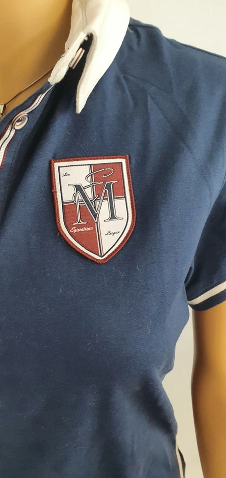 Equittheme Polo Damen, Blau weißen Streifen, Polo Hemd kurz Arm XS, S, M, L, neu - Bild 3 von 4