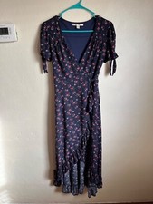 Miami navy blue dress with flowers size M free shipping