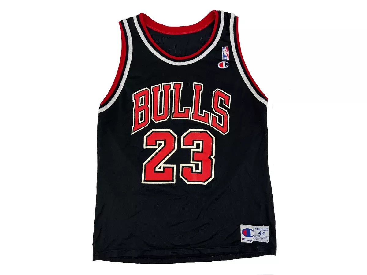 Michael Jordan #23 Chicago Bulls basketball Jersey Champion NBA Black Mens  44