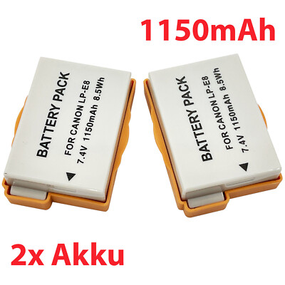 2x Li-Ion Akku / Batterie kompatibel mit Canon EOS Rebel T2i, T3i, T4i, T5i