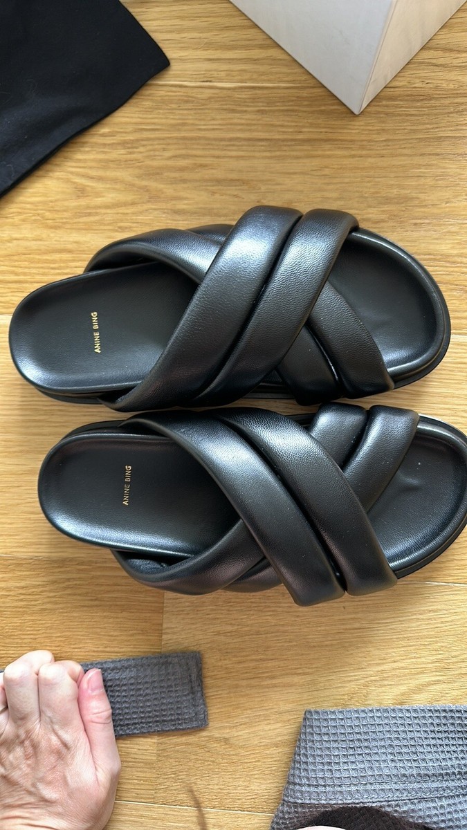 Anine Bing Lizzie Slides - Black Size 37 | eBay