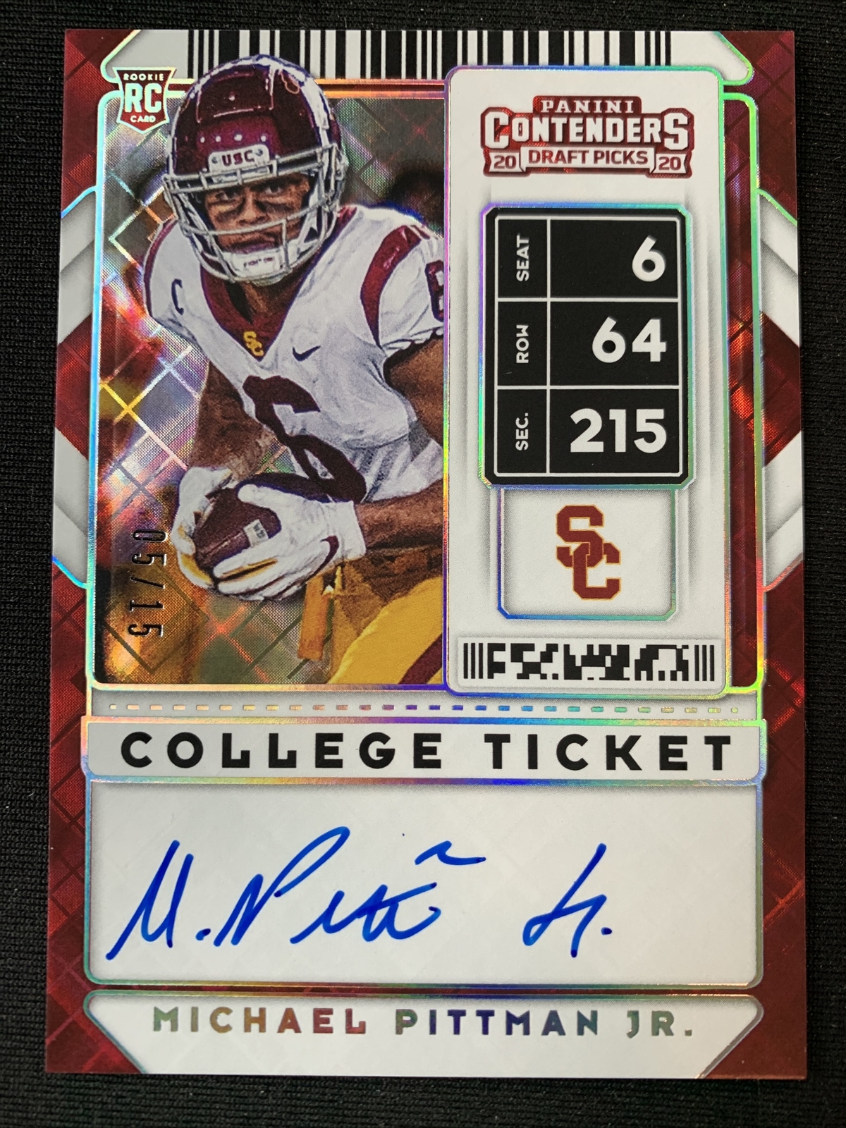 Michael Pittman Jr 2020 Panini Contenders DIAMOND On-Card Rookie Autograph #/15