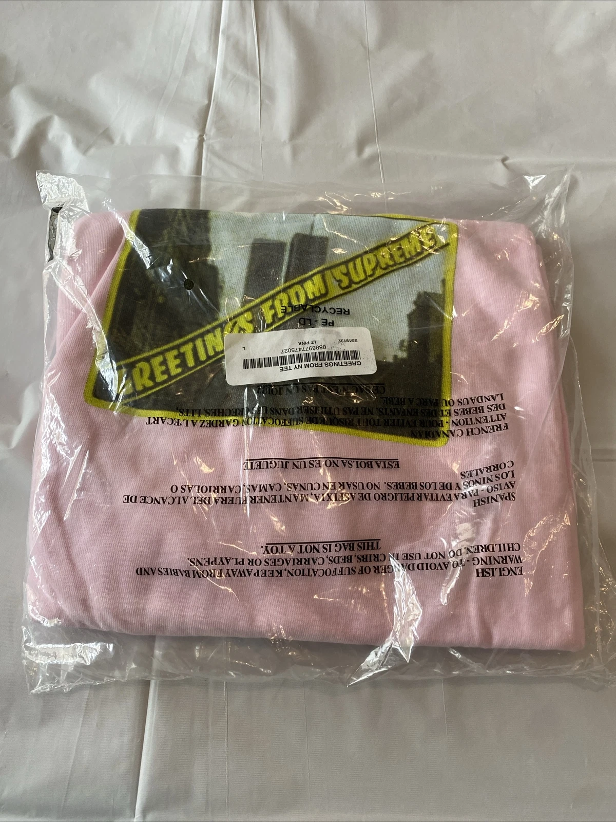 NEUF T shirt Supreme SS19 Greetings From NY Tee   ROSE CLAIR   Large