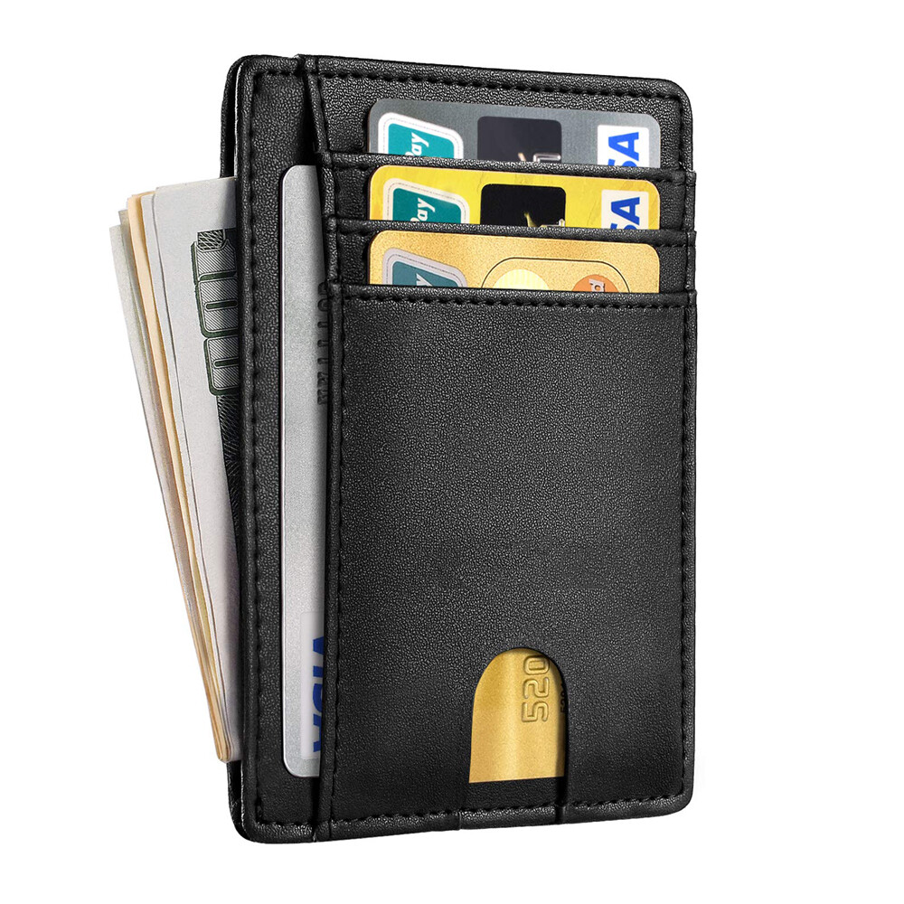 Mens RFID Blocking Slim Leather Anti Theft Wallet ID Credit Card Case ...