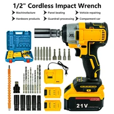 21V Cordless Impact Wrench Brushless 680Nm High Torque with Batteries & Charger