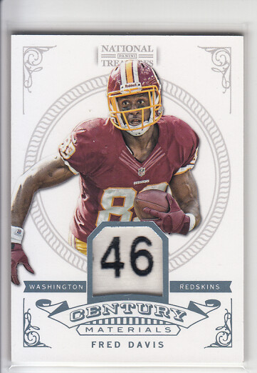 2012 National Treasures Century Game-Worn NFL Tag Patch Fred Davis Redskins 1/1