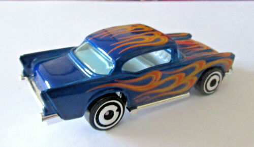 Hot Wheels 1957 Chevy Chevrolet Blue with Flames muscle car 2018 Mattel Malaysia - Photo 1/4
