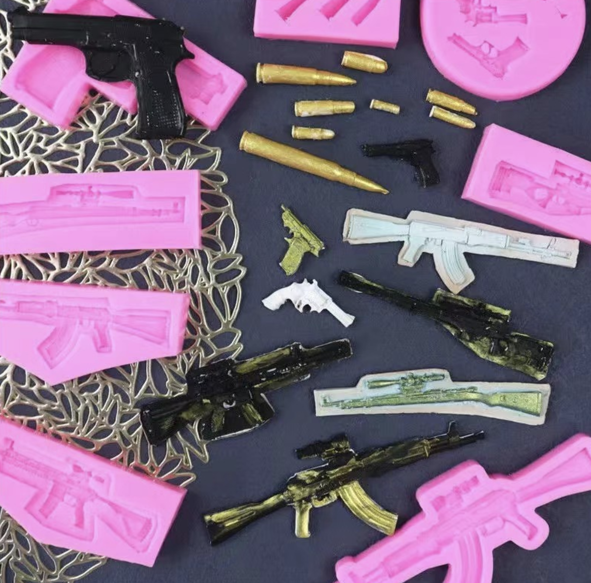 Gun Pistol Bullet Silicone Cake Topping Fondant Icing Mould Sugar