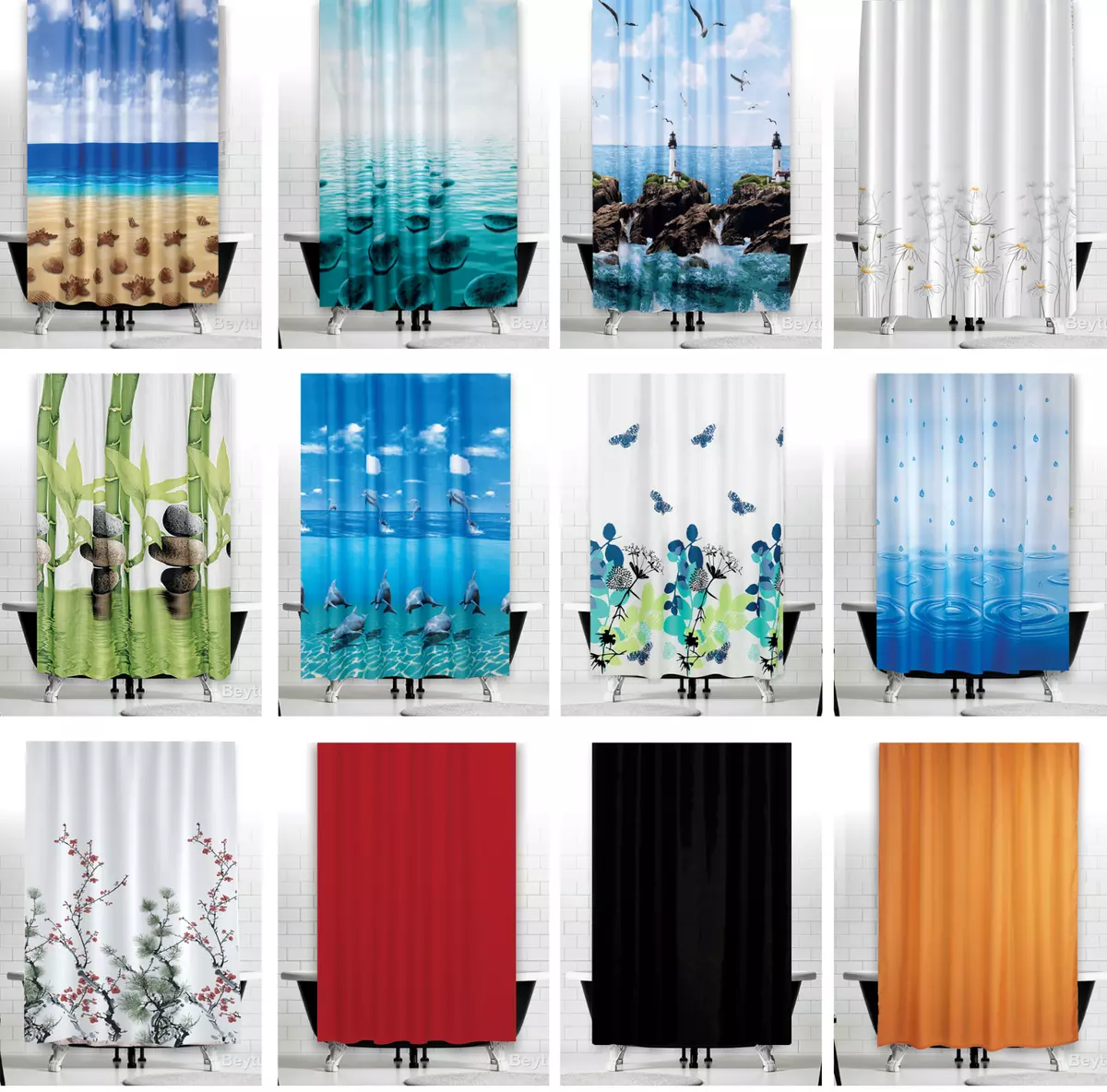 Extra Wide Fabric Shower Curtains Diffe Designs 240cm By 180cm Drop