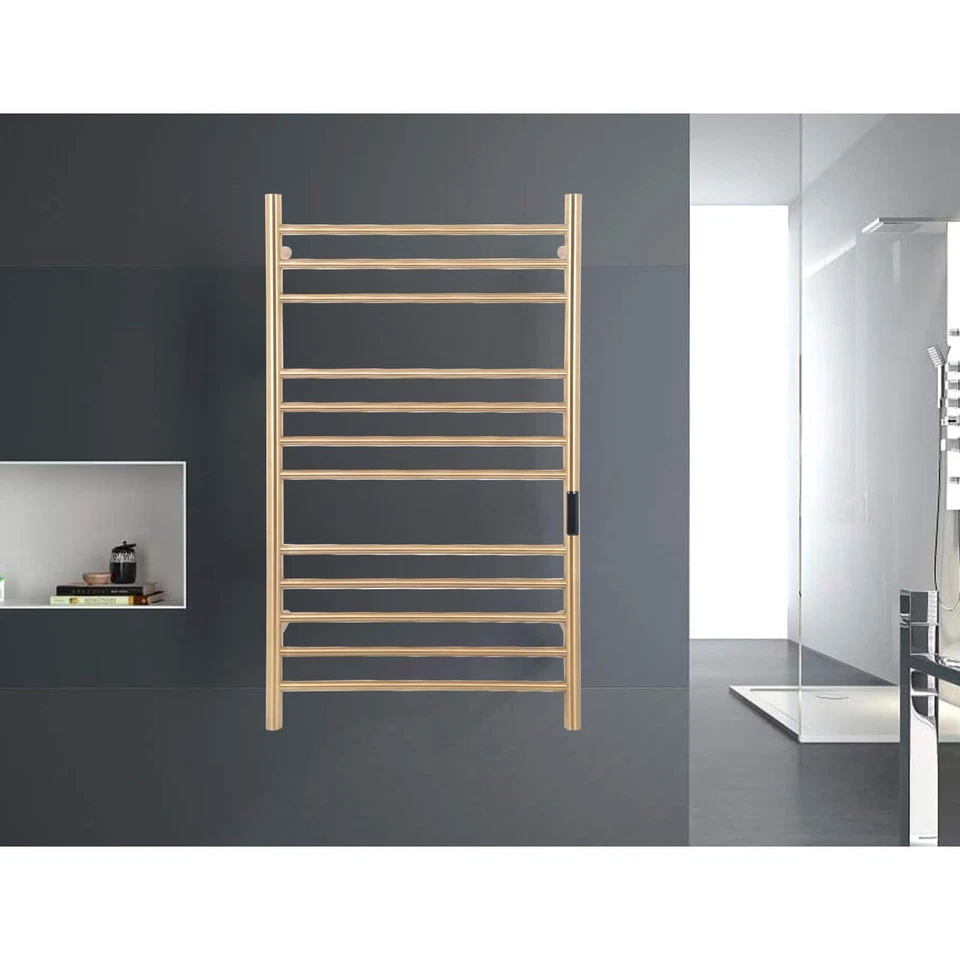 Toallero calentador de 12 barras montado en la pared toallero térmico baño dorado Foto 3 de 4