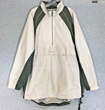 Nike Windbreaker Mens 2XL Full Zip Nylon Rain Jacket Green 3/4 Length Mock Neck