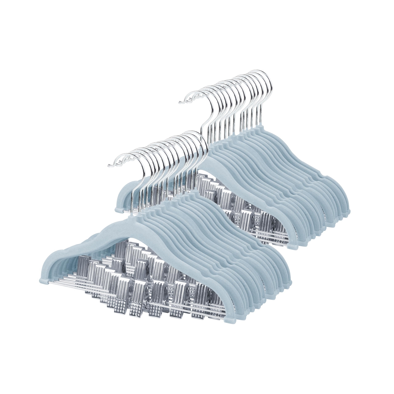 11.8 Inch Non-Slip Baby Velvet Hangers with Movable Clips for Kids Clothes-image