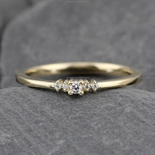 Gift For Her 14k Gold Diamond Proposal Cluster Birthday Engagement Diamond Ring - Imagen 1 de 4