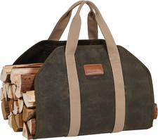 Firewood Carrier Waxed Canvas Heavy Duty Log Carrier Tote Bag Green