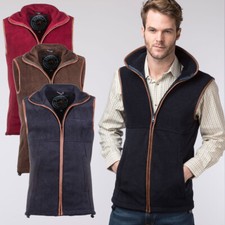 Mens Fleece Waistcoat Country Gilet Rydale Bodywarmer Harpham Green, Red or Blue