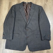 Oak Hill Blazer Mens Size 52R Gray Plaid Polyester Rayon Blend